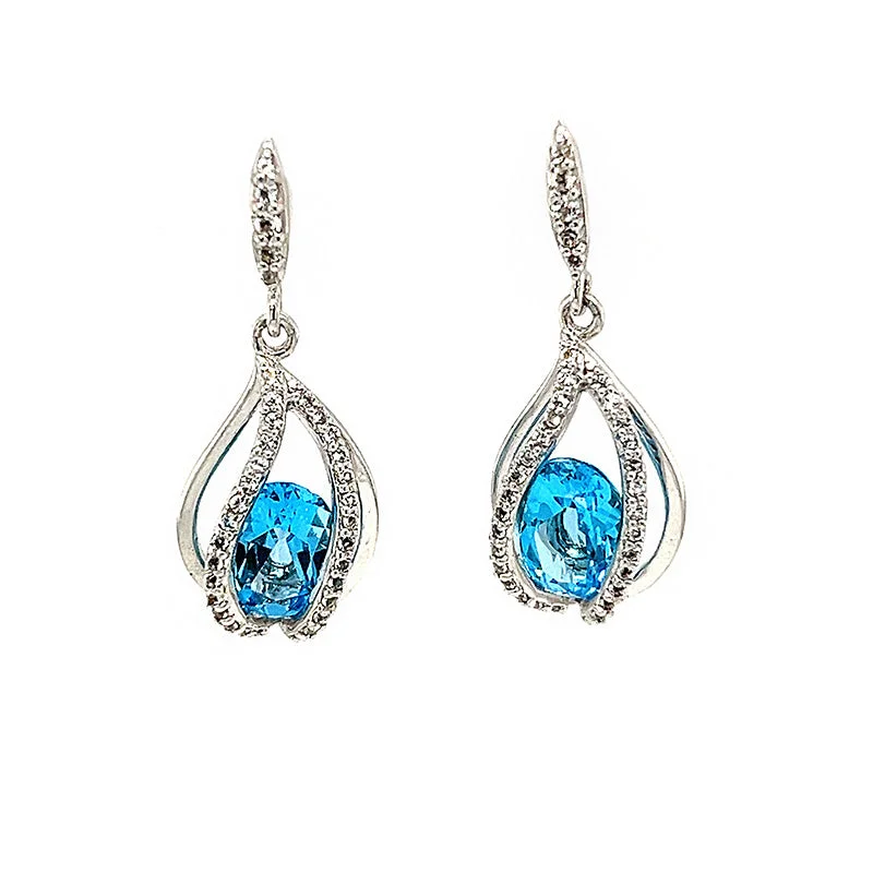 black and gold wedding band Blue And White Topaz Earrings