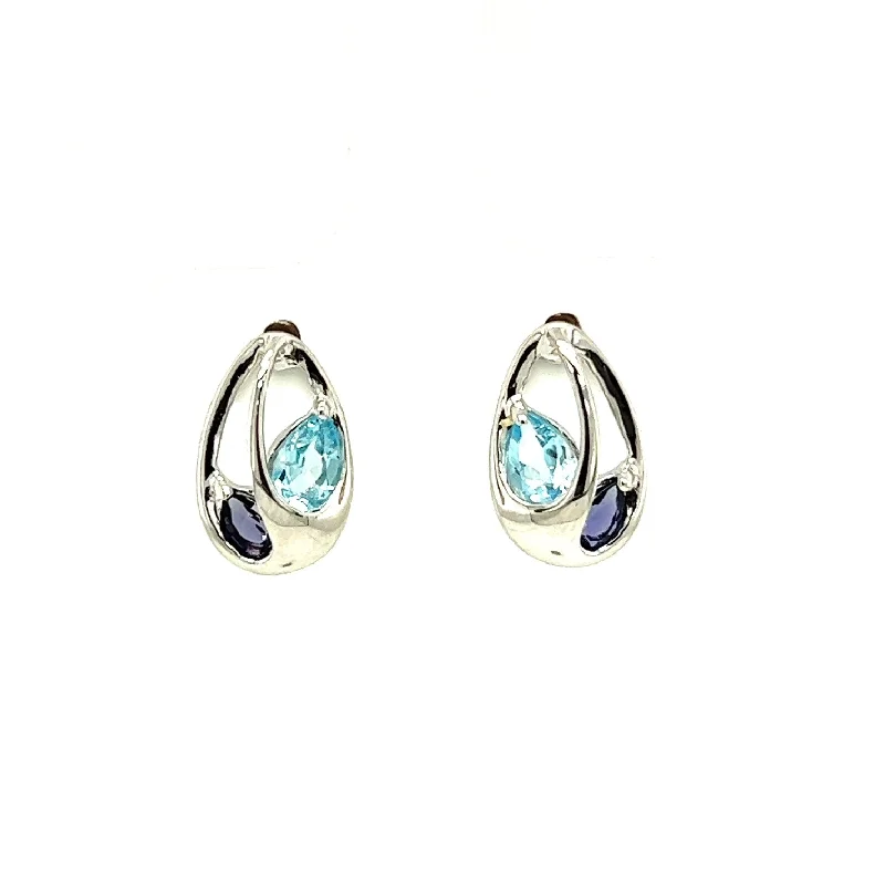 classic cubic zirconia pendant Sterling Silver Blue Topaz and Iolite Earrings