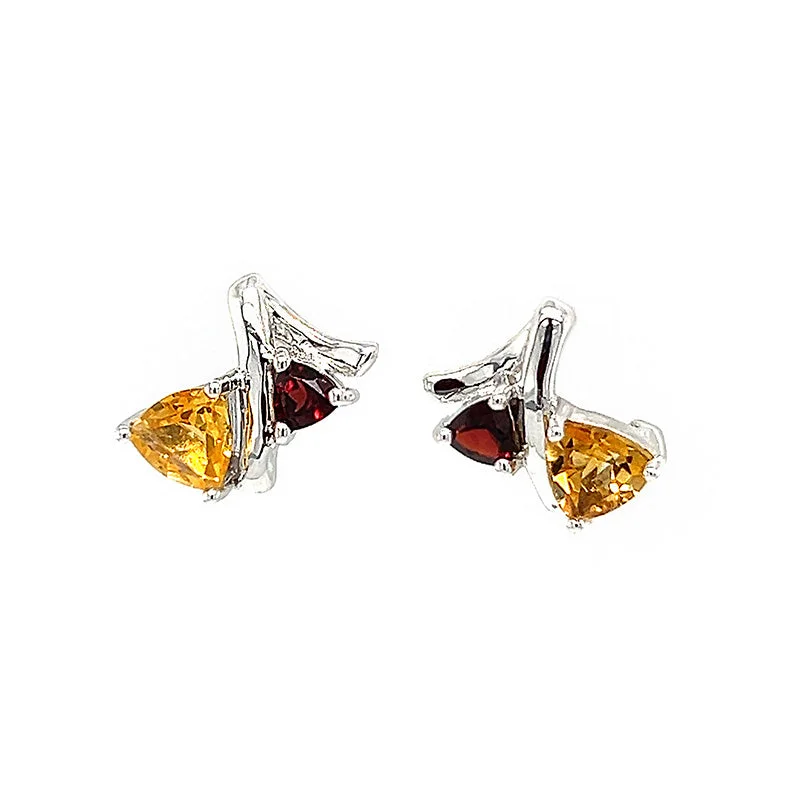 dainty butterfly pendant necklace Citrine and Garnet Earrings