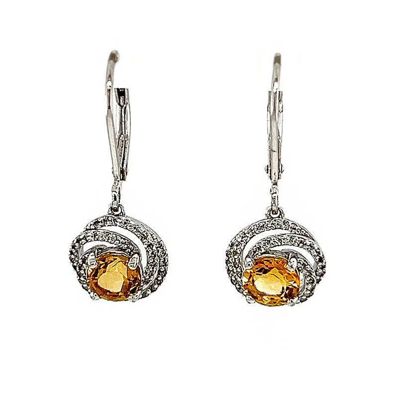 black diamond eternity band Citrine Earrings