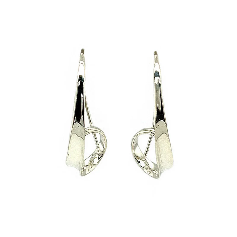 modern baguette diamond ring Sterling Silver Drop Earrings