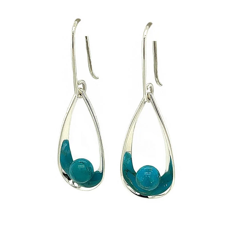titanium spinner ring anxiety relief Sterling Silver Turquoise Drop Earrings