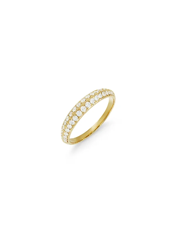 custom zodiac sign ring Thin Crescent Diamond Pavé Yellow Gold Ring