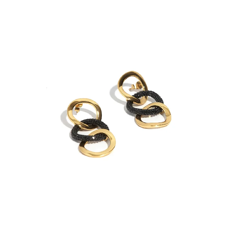 handmade silk thread earrings Three Hoops Earrings with Black Onyx
