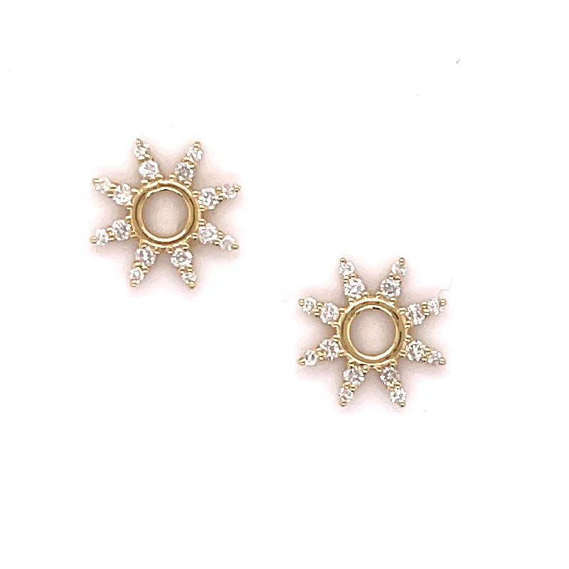 minimalist cubic zirconia earrings Tiny Love Explosion Starburst  Charms