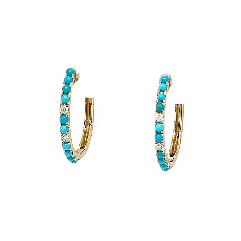 chunky chain necklace trendy Turquoise Hoop Earrings