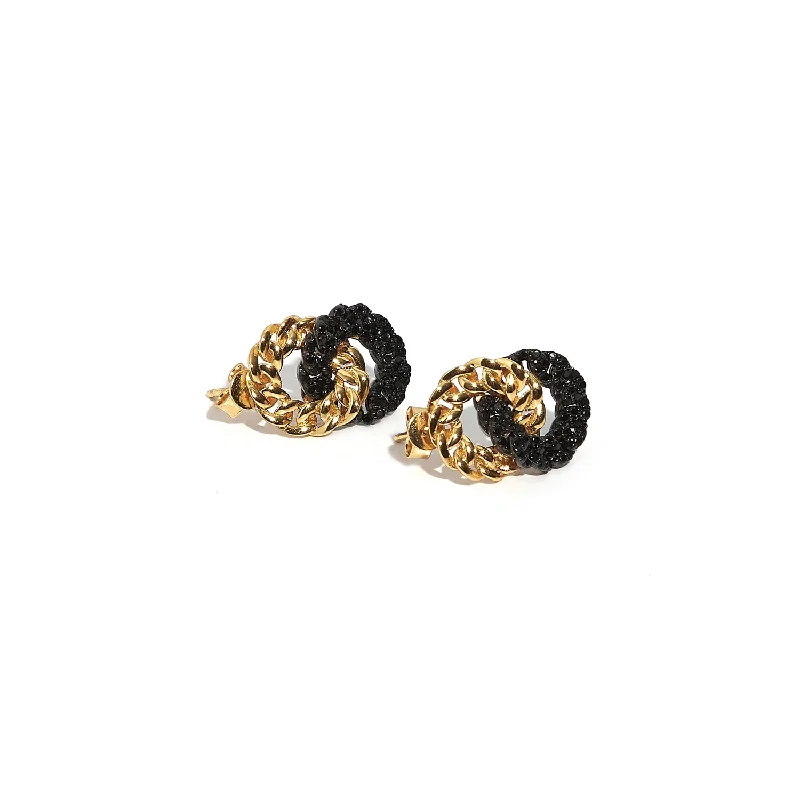 celestial orbit ring set Twin Circle Black Onyx Earrings