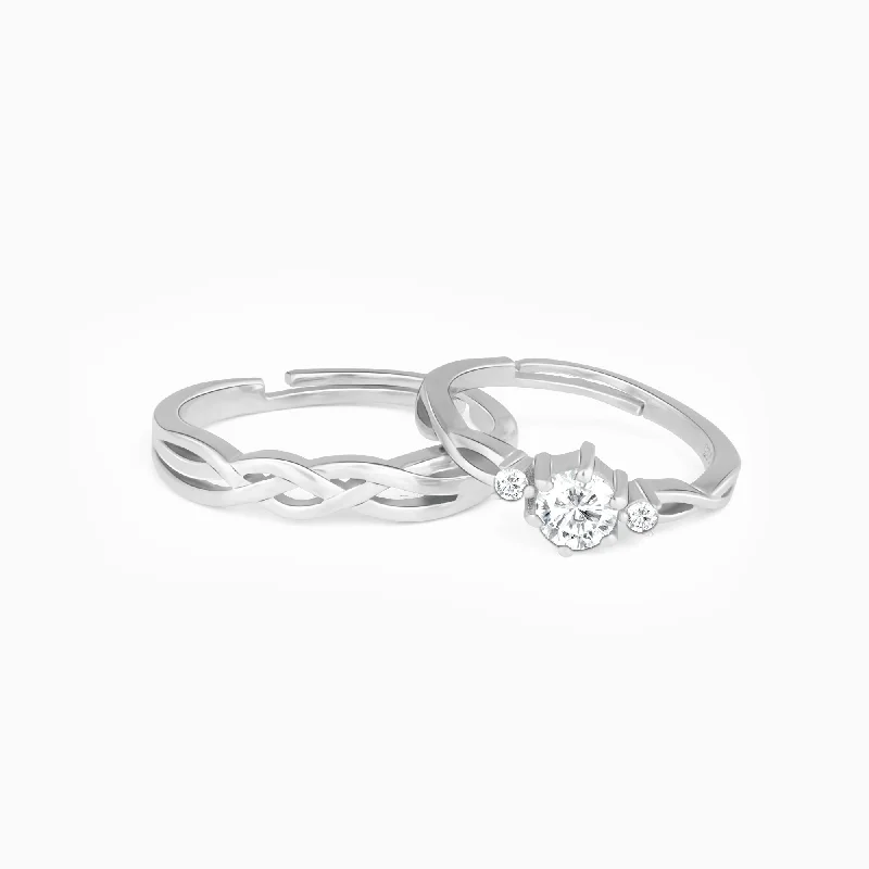 colorful gemstone engagement ring Silver Elegant Love Couples Rings