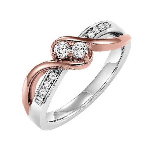 handmade resin flower earrings 14K Two-Tone White And Rose Gold Diamond Ring