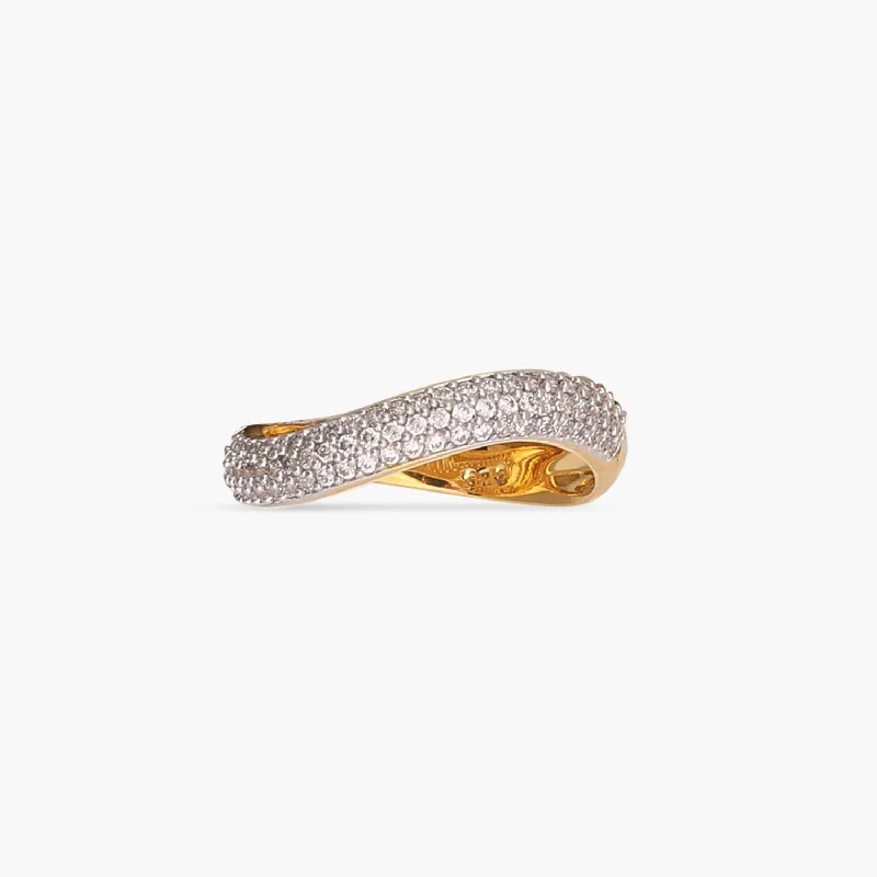 cubic zirconia stud earrings classic Wave CZ Delicate Silver Band Finger Ring