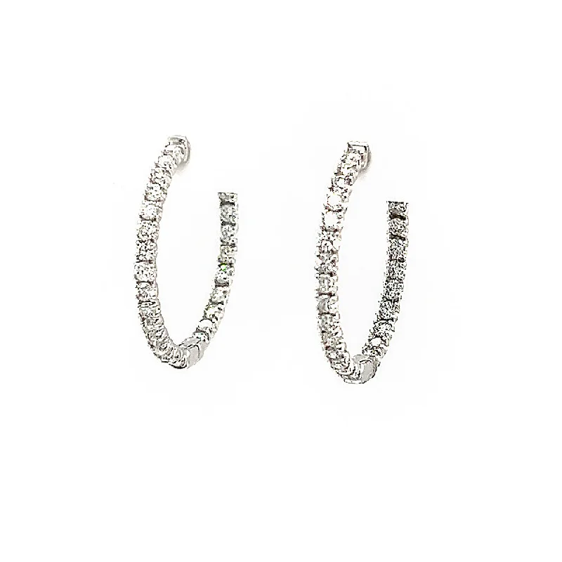 multi-gemstone eternity band Medium Diamond Hoop Earrings