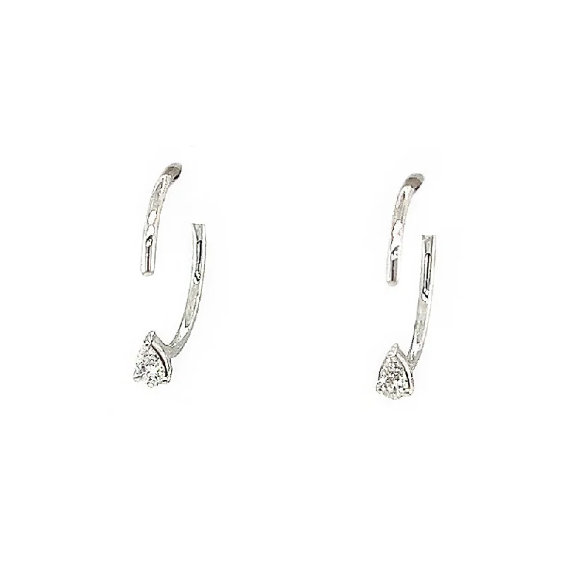 zodiac constellation bracelet silver White 14 Karat Pear Open Huggie Earrings