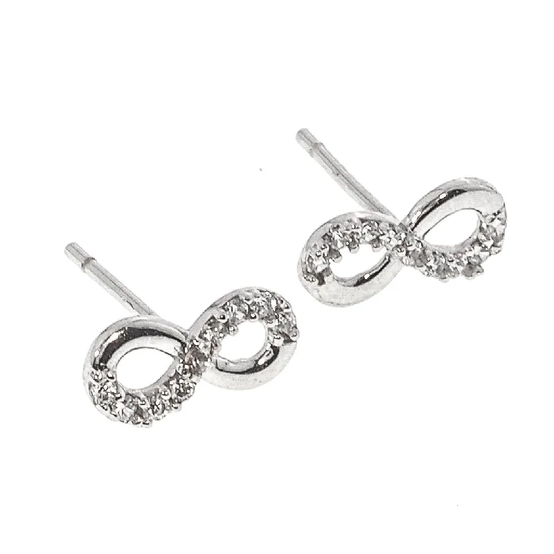 pearl stud earrings classic Shine Infinity Stud Earrings | 14K Gold With Cz