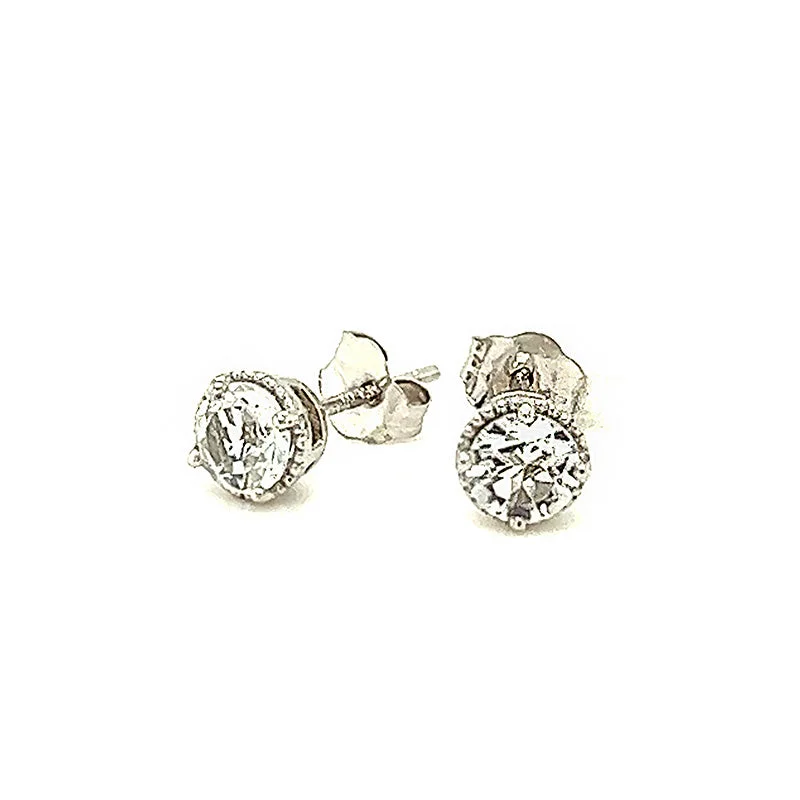 rose gold bar bracelet personalized White Topaz Stud Earrings