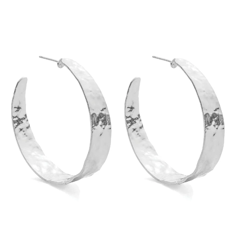 classic pearl choker necklace Wide Gilded Collection Hoops Silver