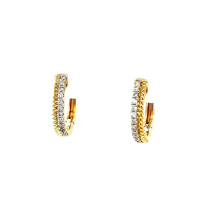 twisted rope gold chain Diamond Hoop Earrings