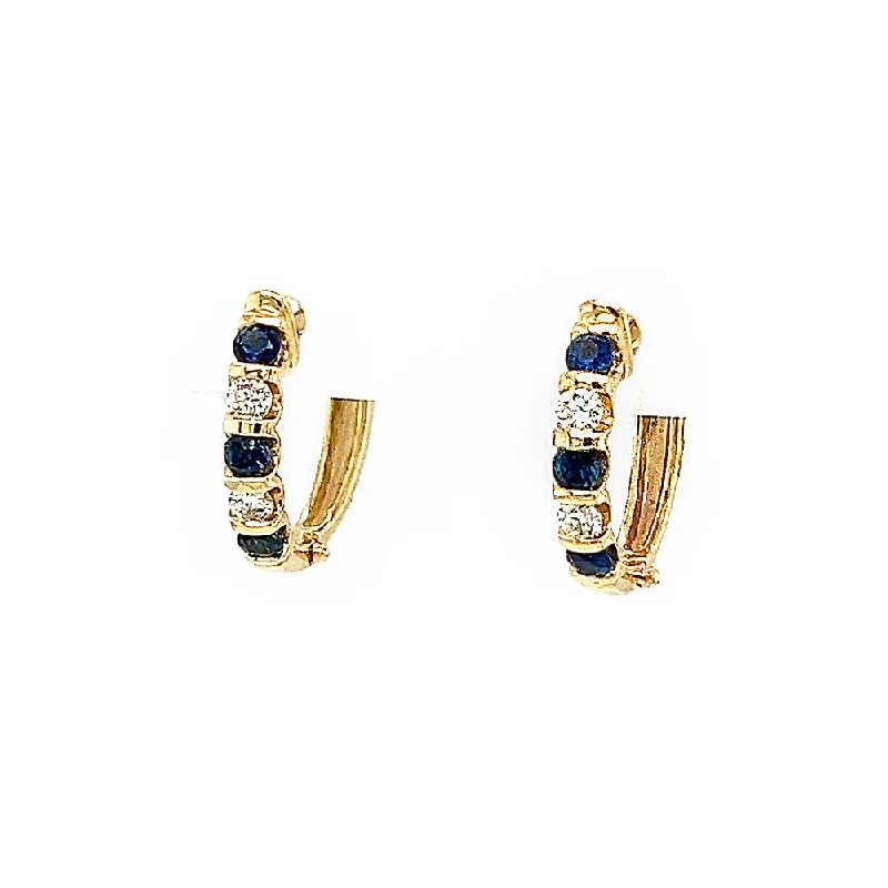 tiny diamond cross necklace Sapphire and Diamond Hoop Earrings