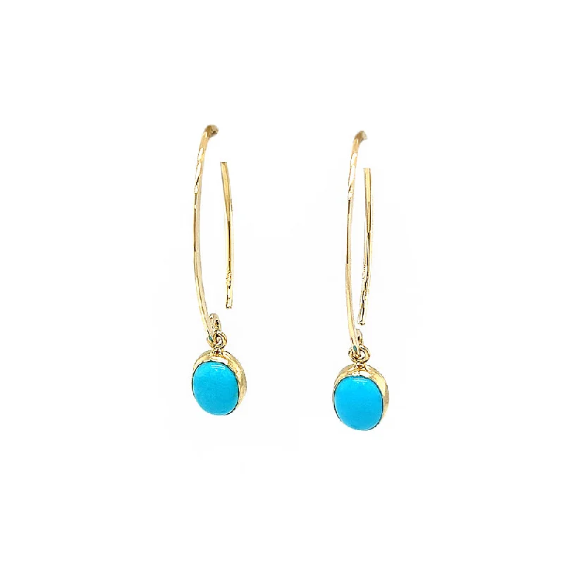 sterling silver angel wing pendant Turquoise Medium Hoop Earrings