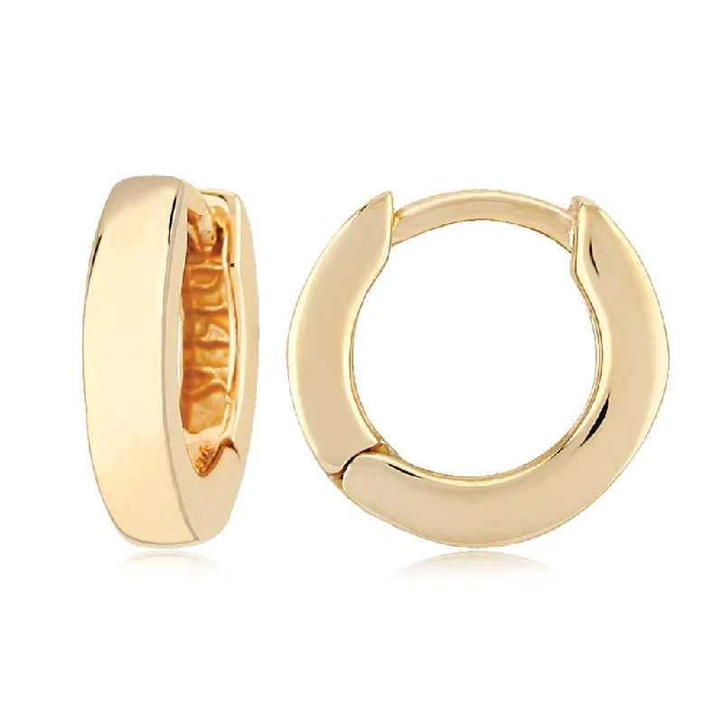 handcrafted gold stud earrings Yellow Gold 3x12mm Hoops