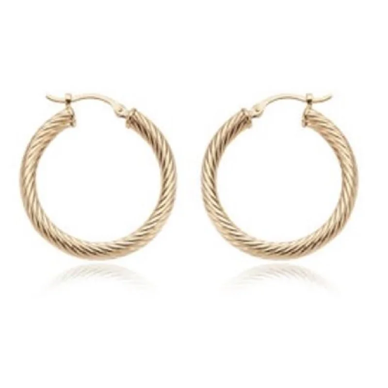 opal and gold earrings Yellow Gold 3x25mm Twist Tube Hoops