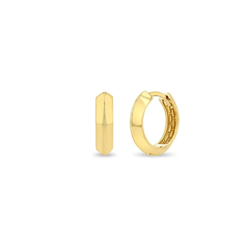 simple engraved wedding ring Zoe Chicco 14k Yellow Gold Knife Edge Hinge Huggie Hoop Earrings