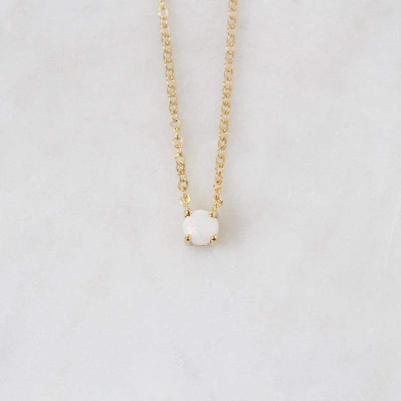 simple engraved wedding ring 14k Gold Prong Set Opal Necklace