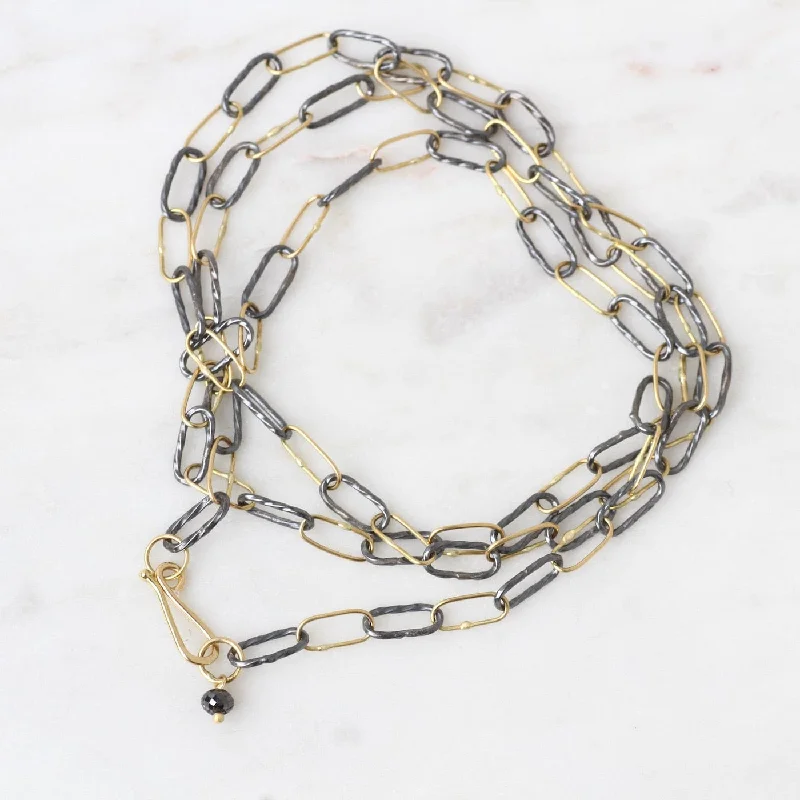 heart pendant necklace gold 21" Two Tone Bowline Medium Link Necklace
