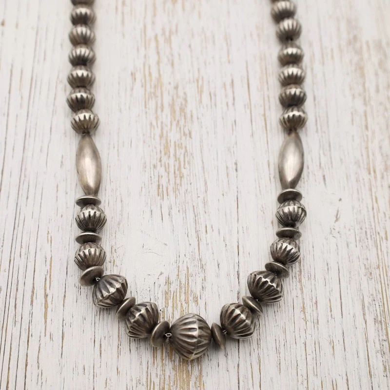 minimal gold ring stack Handmade Sterling Silver Bead Necklace
