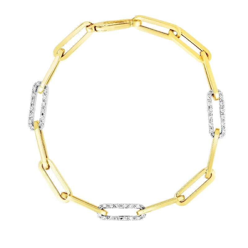dainty beaded stretch bracelet 14K .96ct Diamond Paperclip Chain