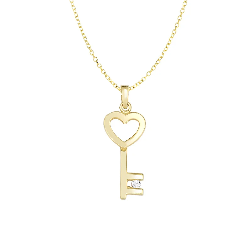 gothic claw ring men’s silver 14K Gold .03ct Diamond Key Necklace