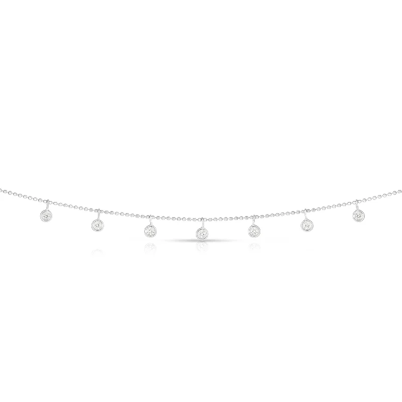 minimal diamond bar necklace 14K Gold .25ct Dangling Diamonds Necklace