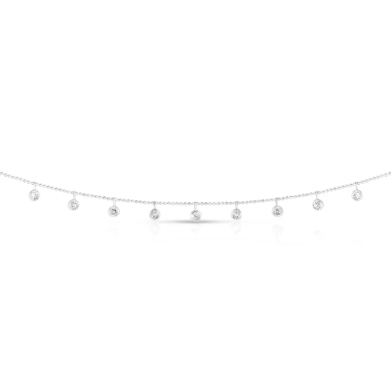 dainty heart charm necklace 14K Gold .50ct Dangling Diamonds Necklace