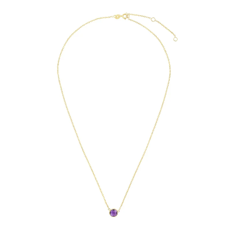 hammered gold signet ring 14K Gold & Amethyst Solitaire Necklace