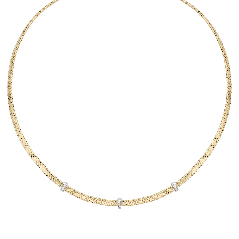 evil eye protection bracelet 14K Gold Basketweave Diamond Accent Necklace
