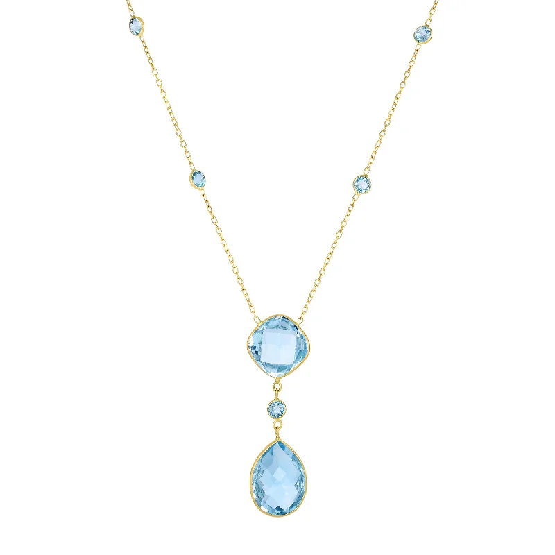 adjustable infinity charm bracelet 14K Gold Blue Topaz Drop Necklace