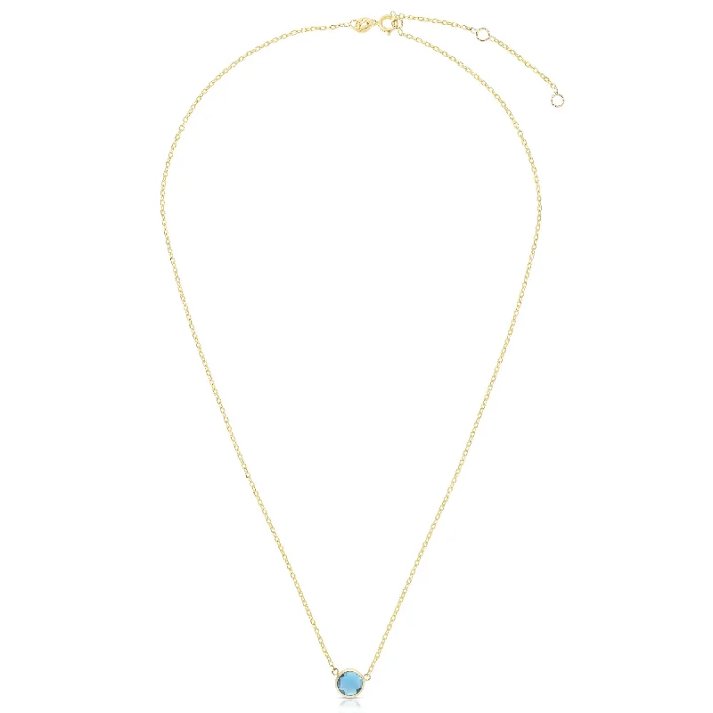 handmade antique silver bangle 14K Gold & Blue Topaz Solitaire Necklace
