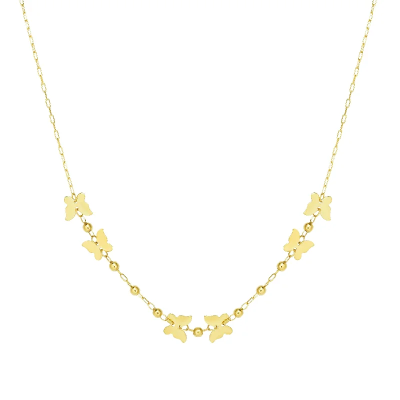 men’s engraved stainless steel bracelet 14K Gold Butterfly Necklace