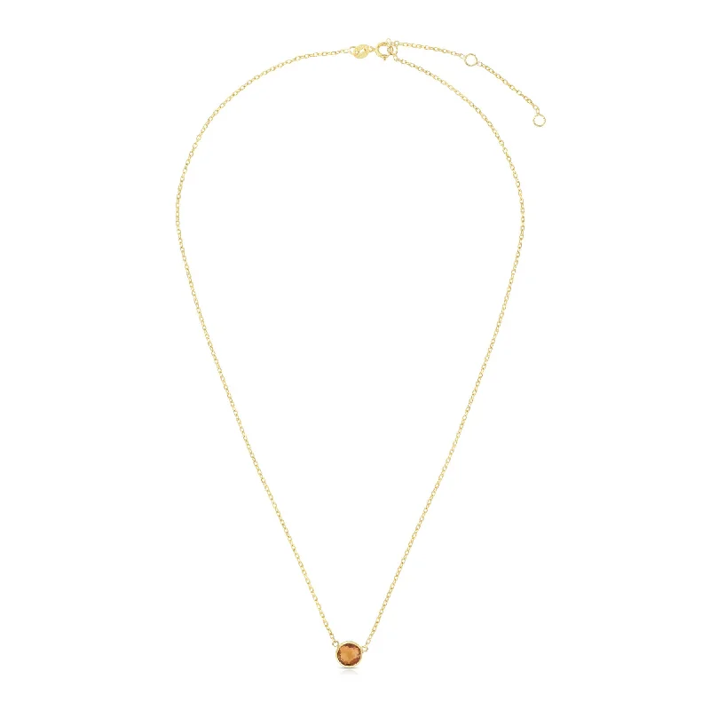 solid gold disc charm bracelet 14K Gold & Citrine Solitaire Necklace
