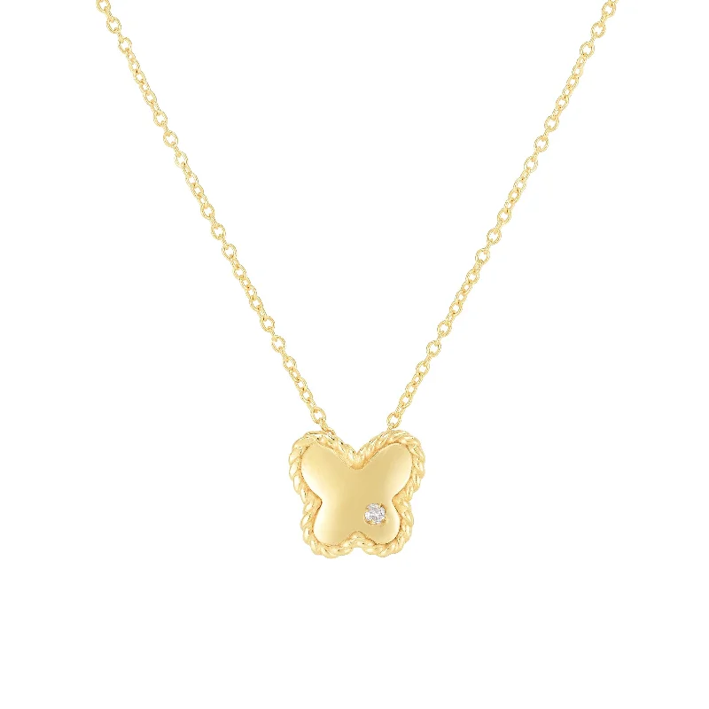 personalized photo locket necklace 14K Gold Diamond Butterfly Piccolini Pendant