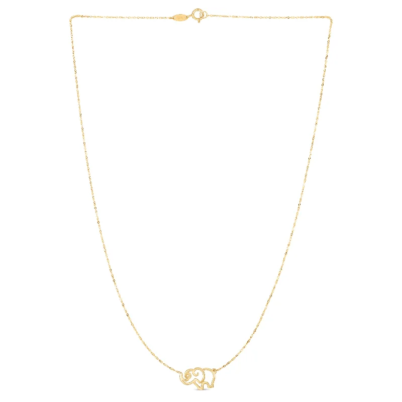 elegant pearl necklace with diamonds 14K Gold Elephant Necklace