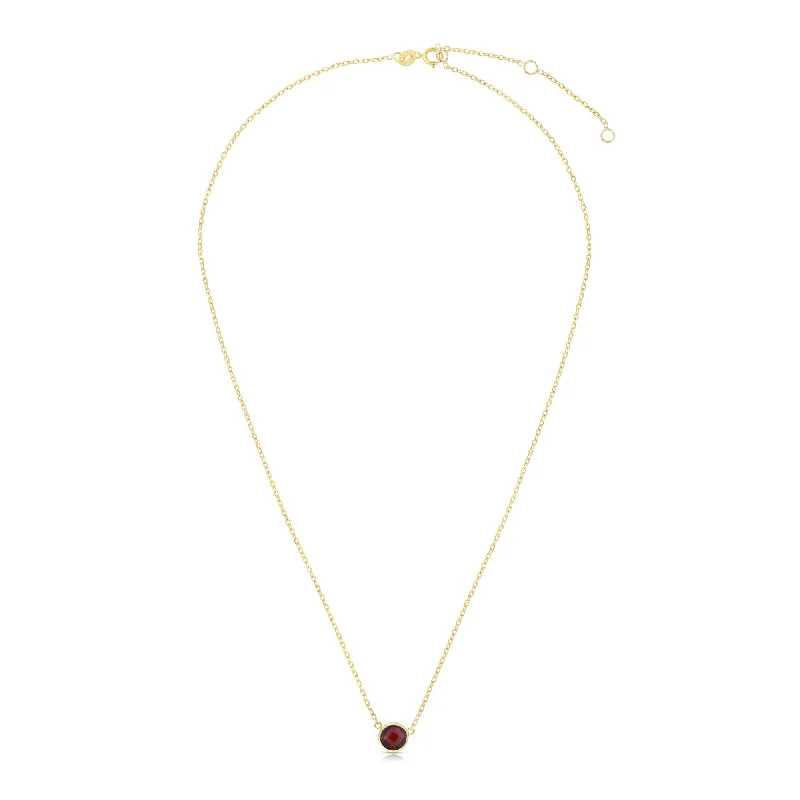 minimalist black diamond studs 14K Gold & Garnet Solitaire Necklace
