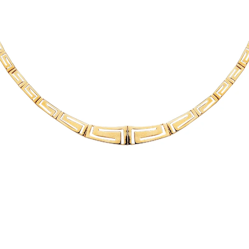 classic diamond solitaire earrings 14K Gold Greek Key Necklace