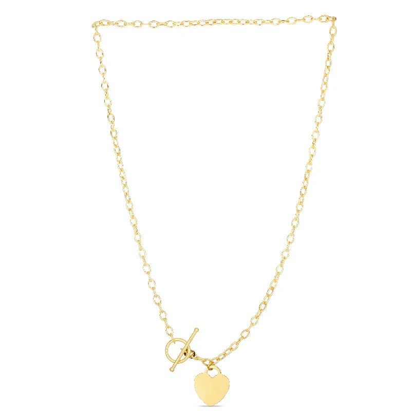 twisted rope gold chain 14K Gold Heart Charm & Toggle Oval Link Chain