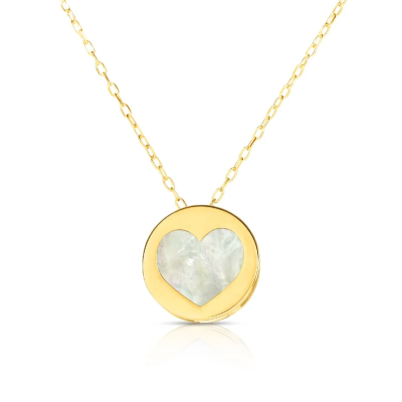 real citrine gemstone pendant 14K Gold Heart Mother of Pearl Necklace