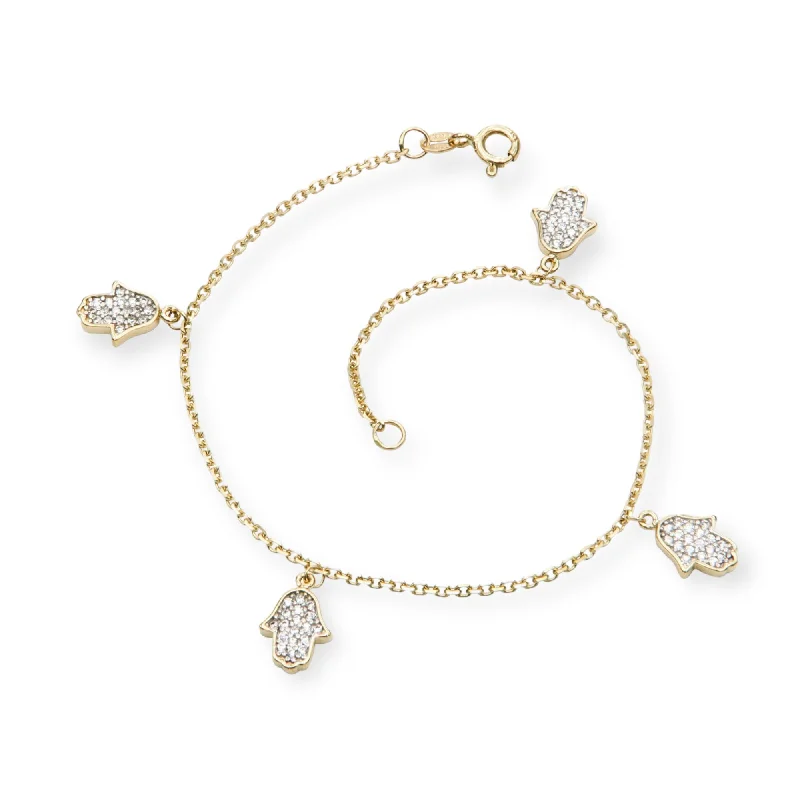 real peridot charm bracelet Hamsa Hands 14K Gold Bracelet