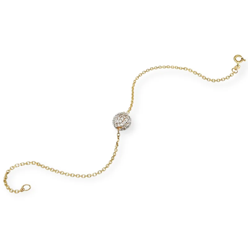 hammered silver wedding band Olive Single Sphere 14K Gold Bracelet