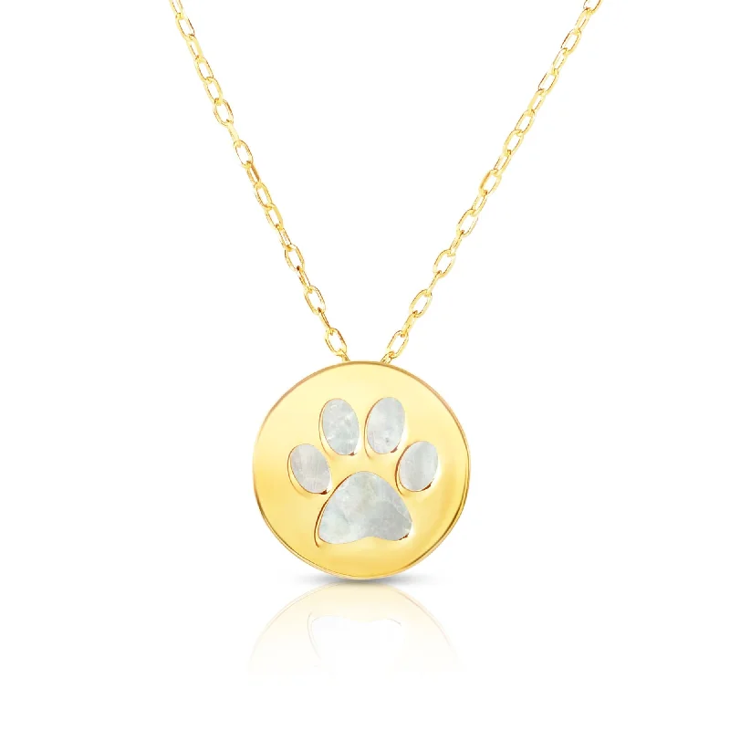 real tourmaline birthstone ring 14K Gold Paw Print Mother of Pearl Necklace