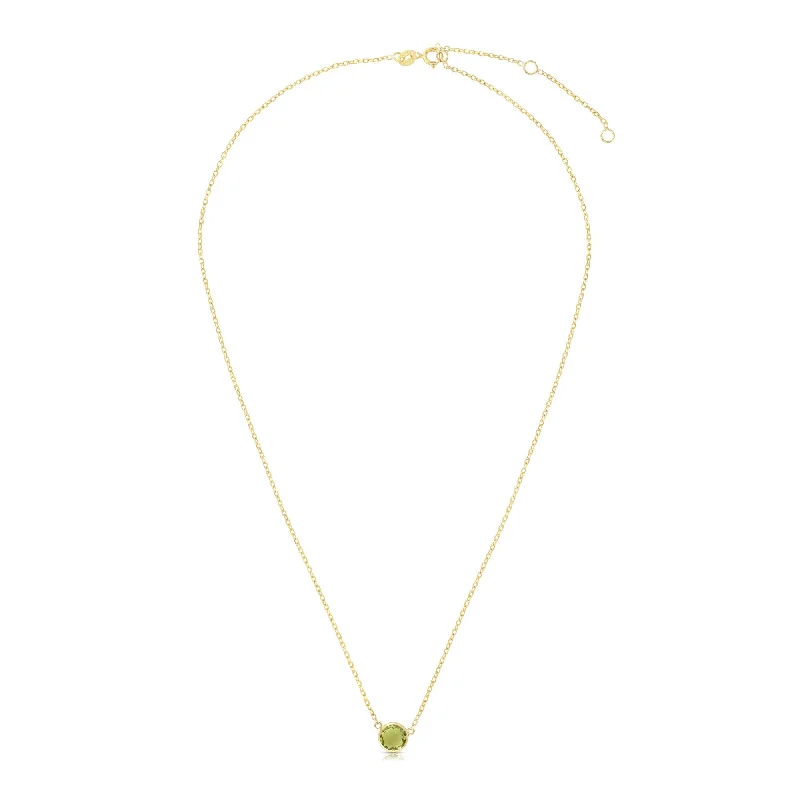 simple snake chain necklace 14K Gold & Peridot Solitaire Necklace
