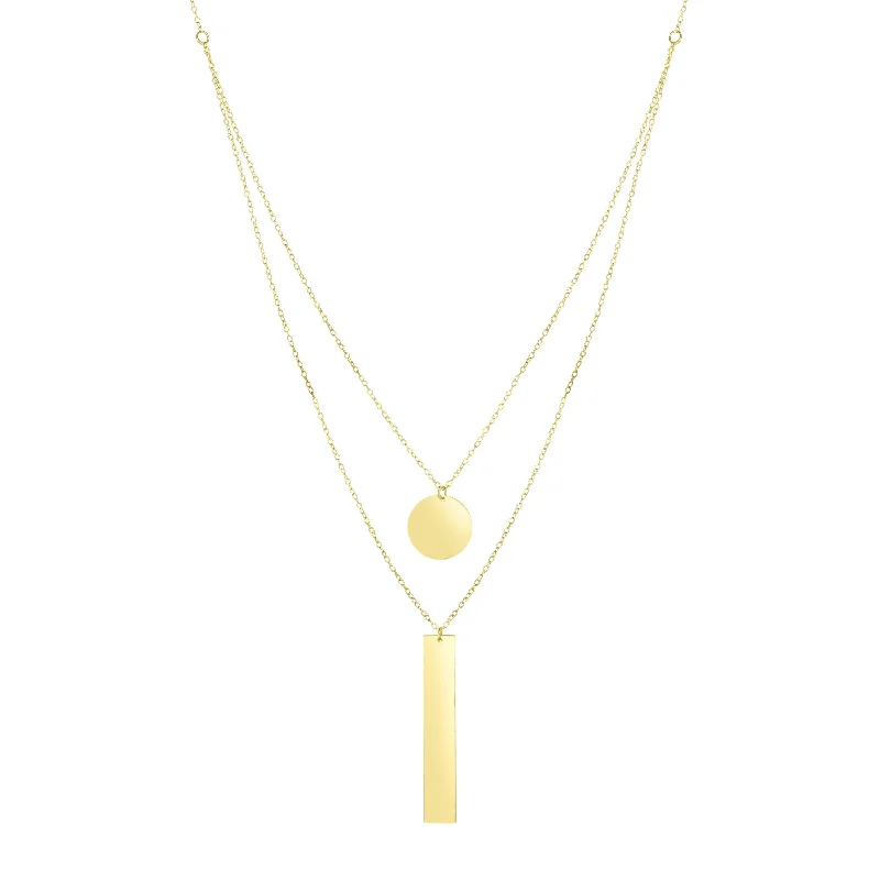 titanium black matte ring 14K Gold Polished Circle & Bar Multi-Strand Necklace