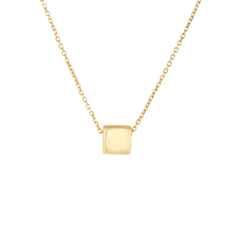 simple sapphire wedding band 14K Gold Polished Cube Necklace